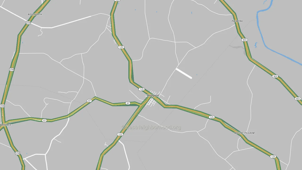 Hobgood, NC Map of Noise Levels in Hobgood