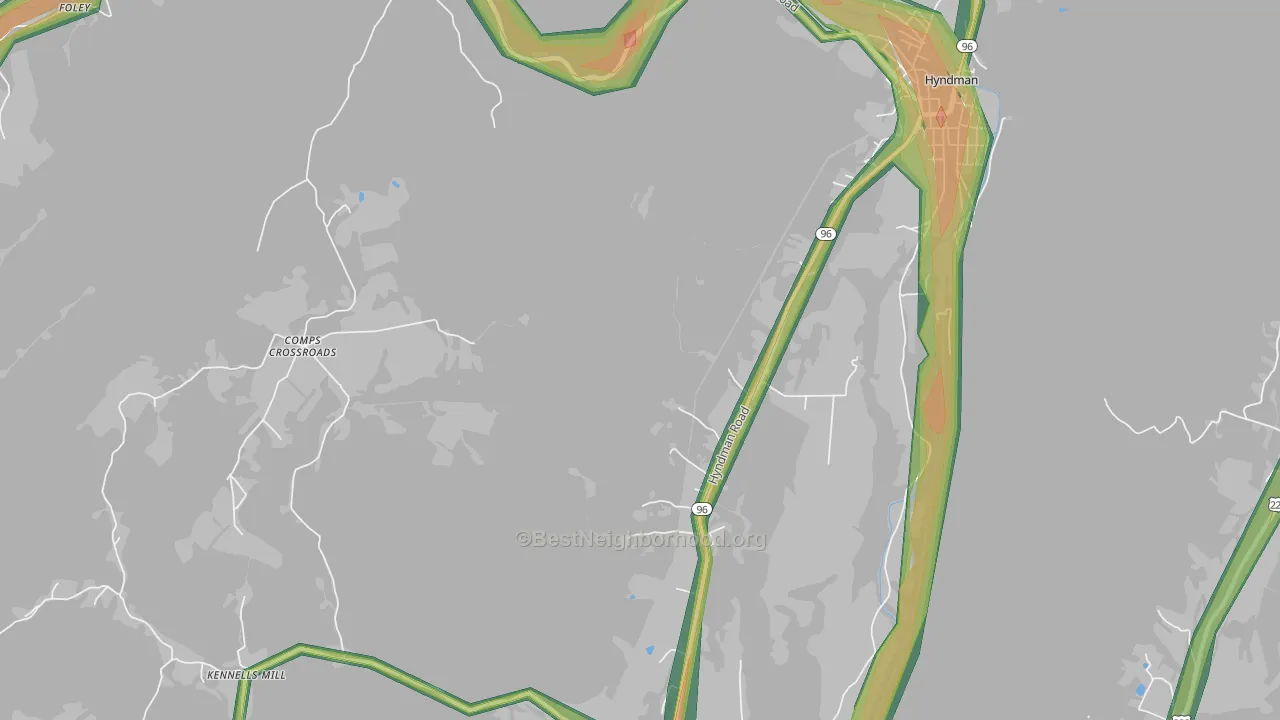 Hoblitzell, PA Map of Noise Levels in Hoblitzell
