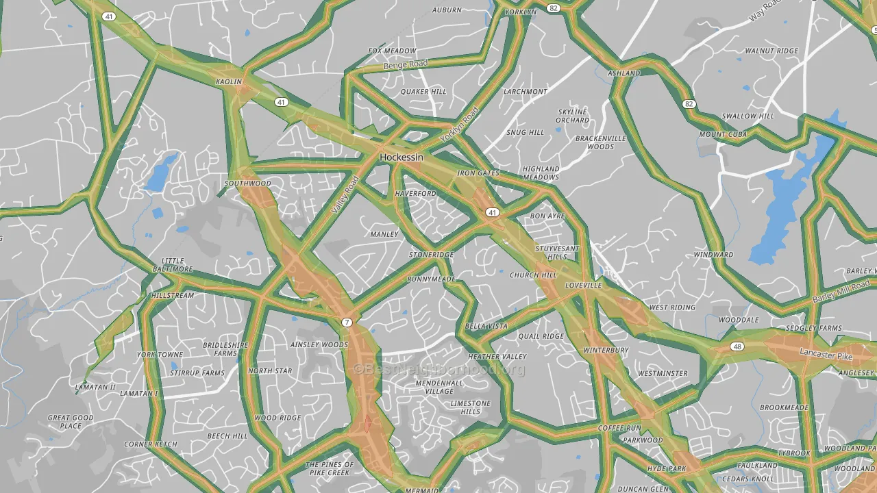Hockessin, DE Map of Noise Levels in Hockessin