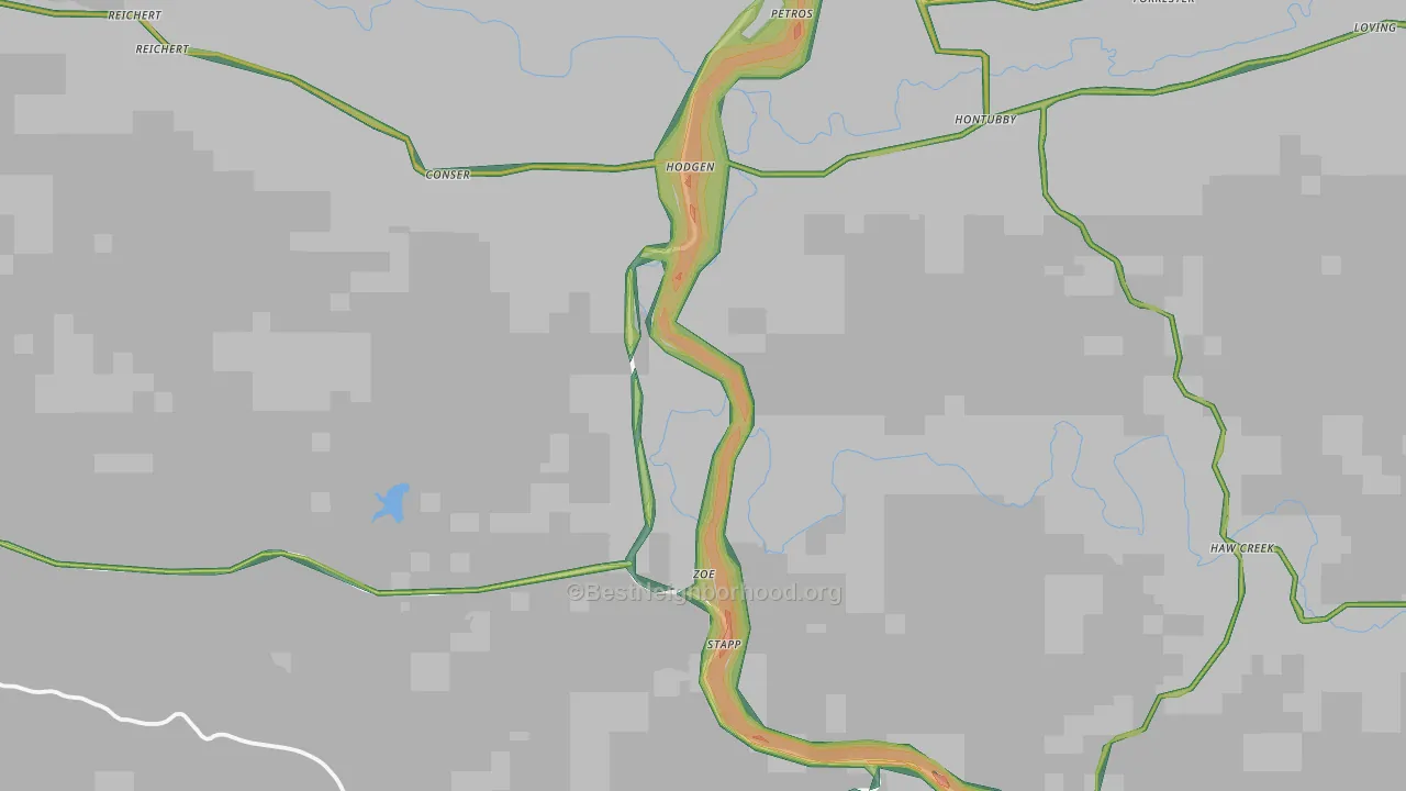 Hodgen, OK Map of Noise Levels in Hodgen