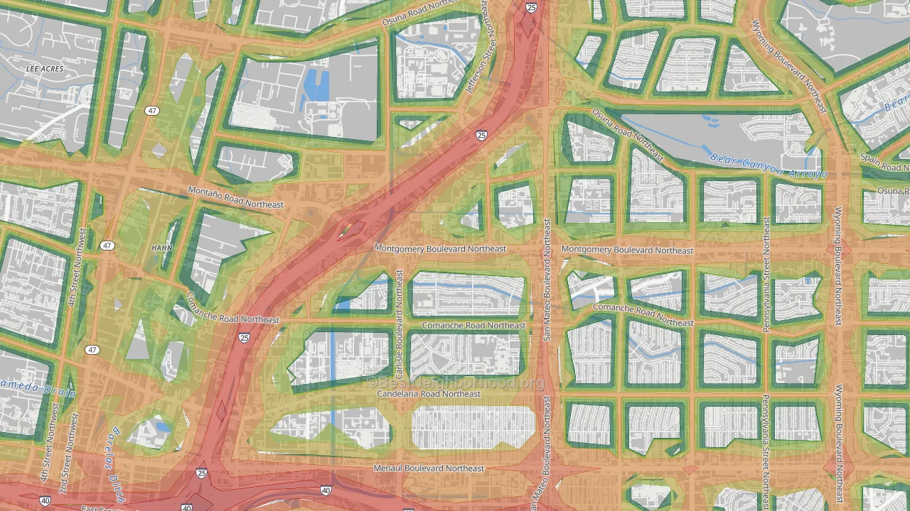 Hodgin, Albuquerque, NM Map of Noise Levels in Hodgin