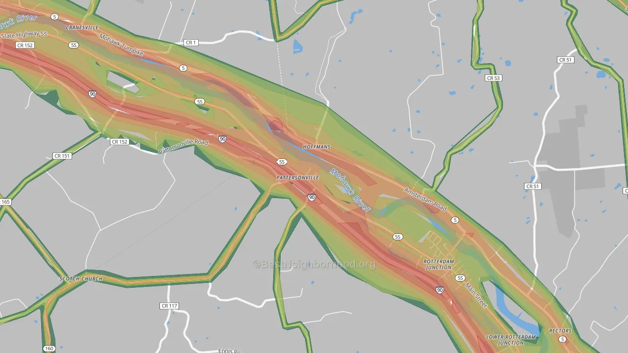 Hoffmans, NY Map of Noise Levels in Hoffmans
