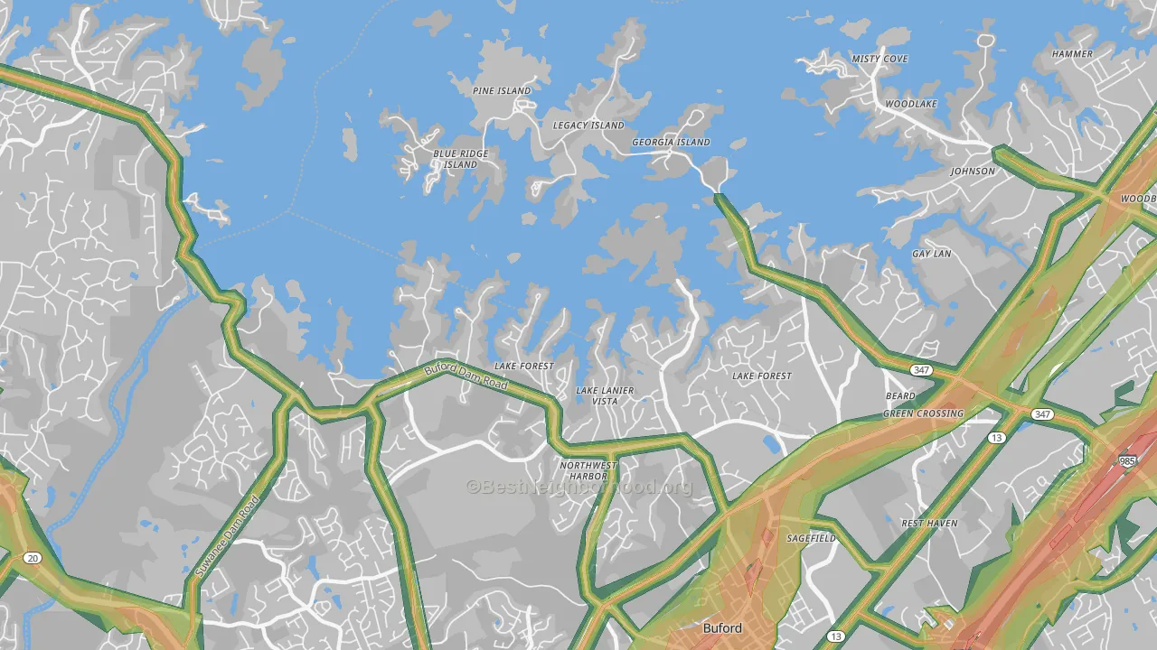 Hog Mountain, GA Map of Noise Levels in Hog Mountain