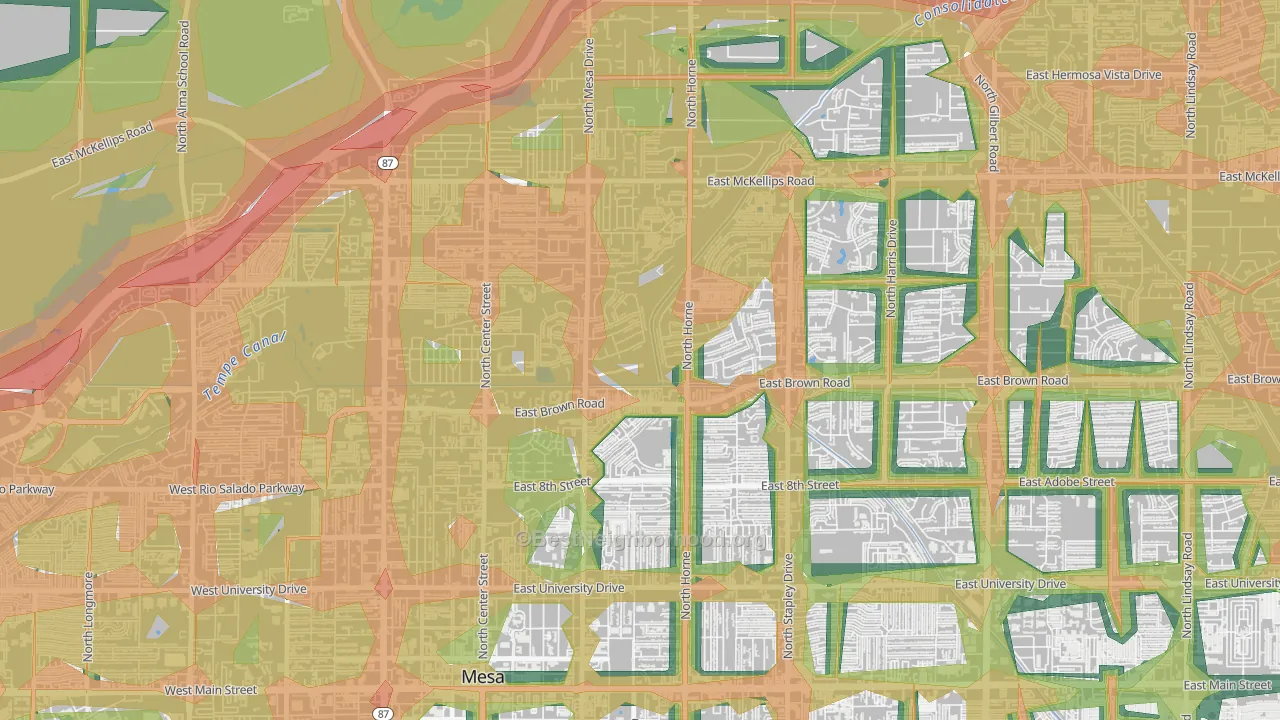 Hohokam Village, Mesa, AZ Map of Noise Levels in Hohokam Village