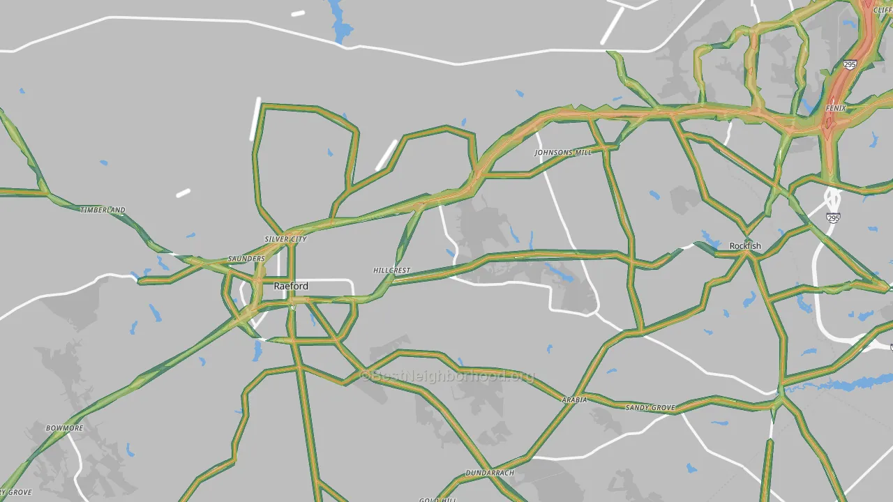 Hoke County, NC Map of Noise Levels in Hoke County