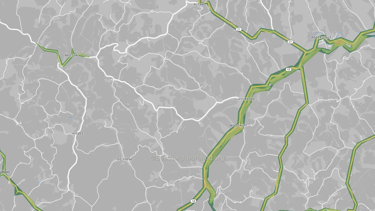 Holbrook, PA Map of Noise Levels in Holbrook