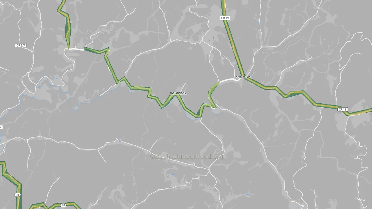 Holbrook, WV Map of Noise Levels in Holbrook