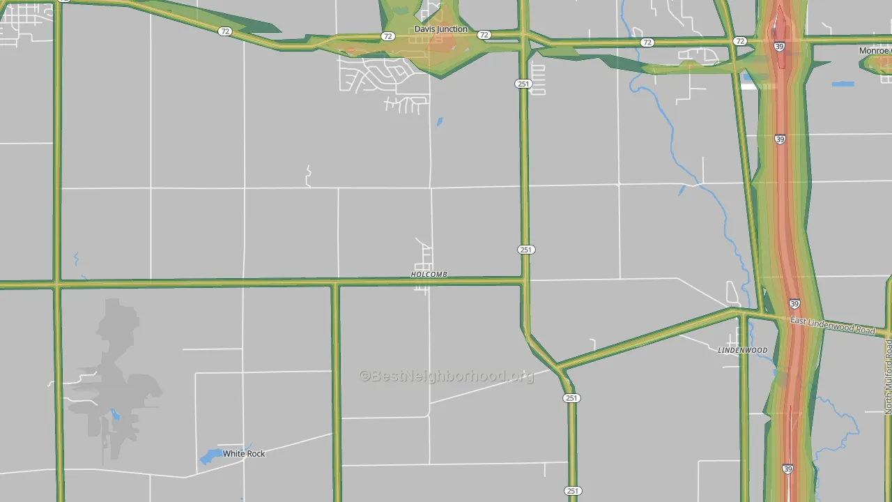 Holcomb, IL Map of Noise Levels in Holcomb