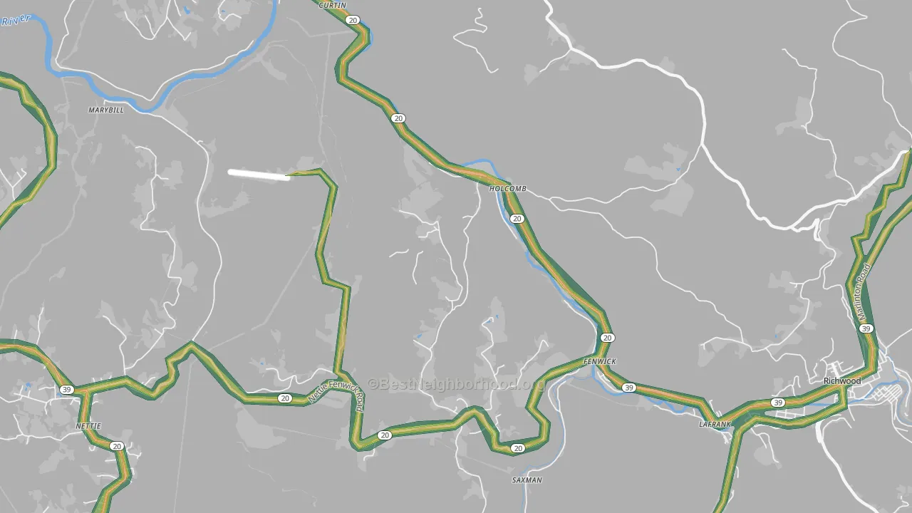 Holcomb, WV Map of Noise Levels in Holcomb