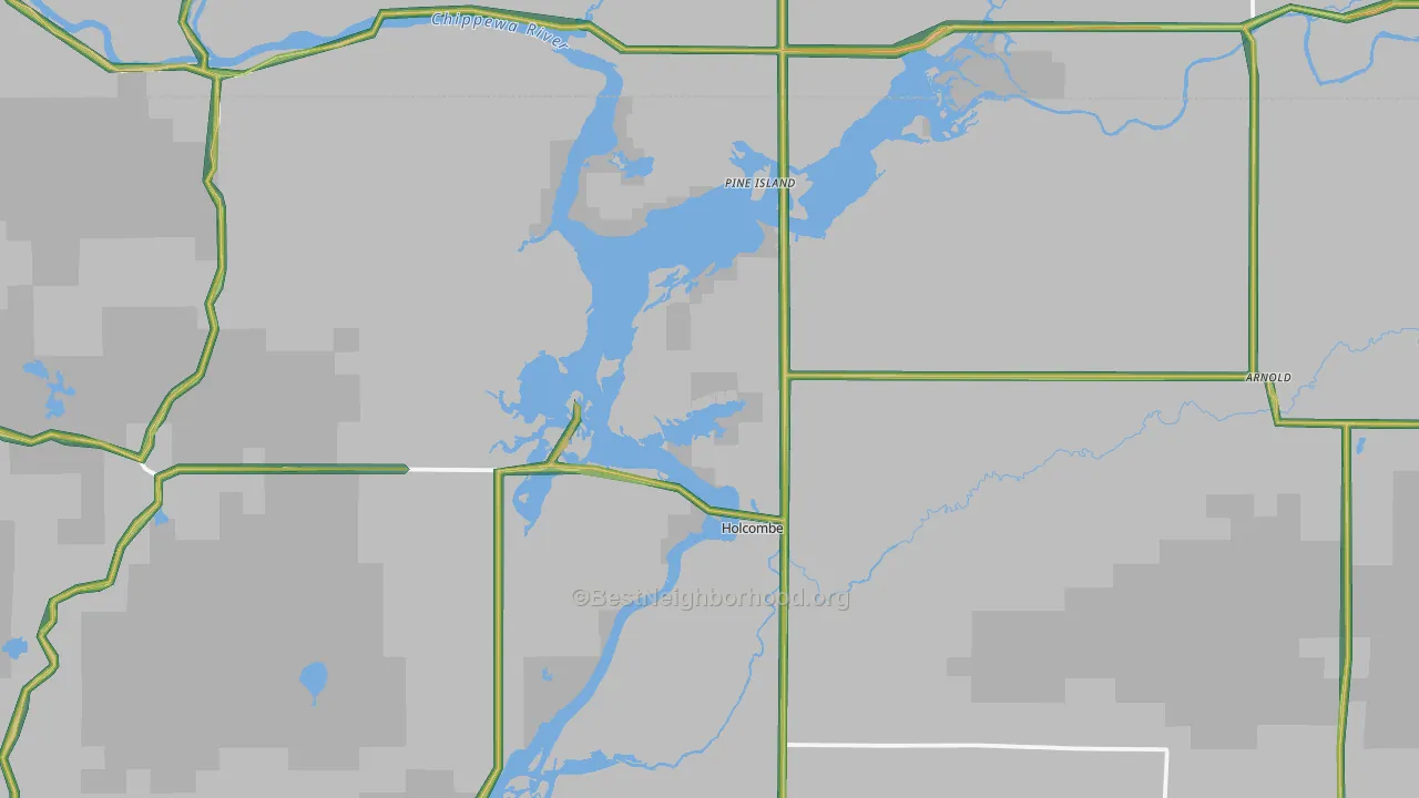 Holcombe, WI Map of Noise Levels in Holcombe