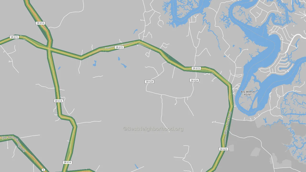 Holdcroft, VA Map of Noise Levels in Holdcroft