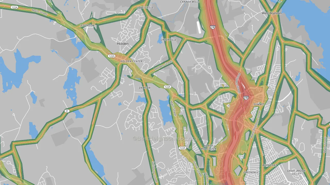 Holden, MA Map of Noise Levels in Holden