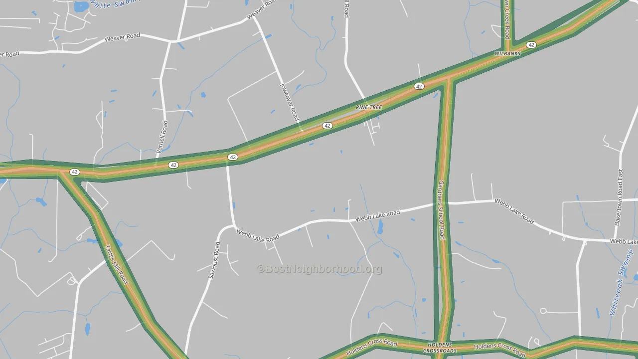 Holdens Crossroads, NC Map of Noise Levels in Holdens Crossroads