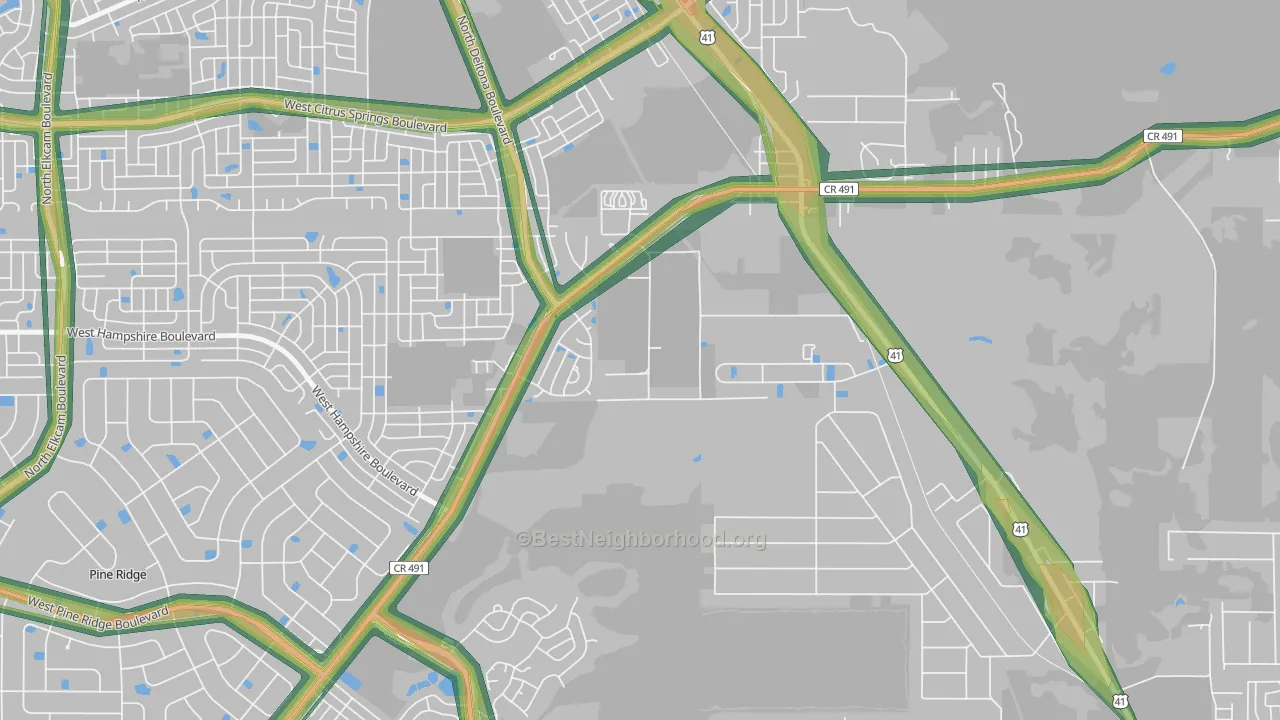 Holder, FL Map of Noise Levels in Holder