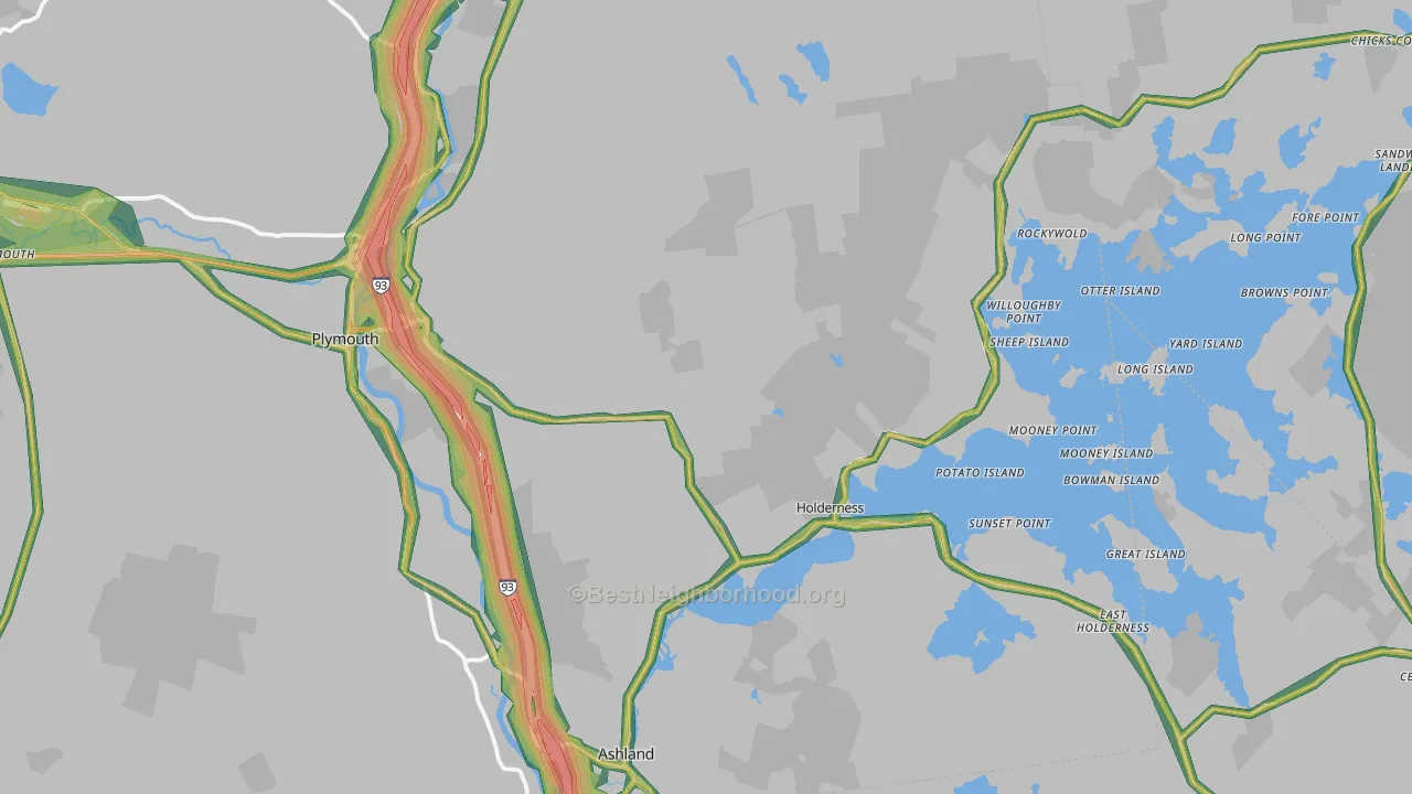 Holderness, NH Map of Noise Levels in Holderness