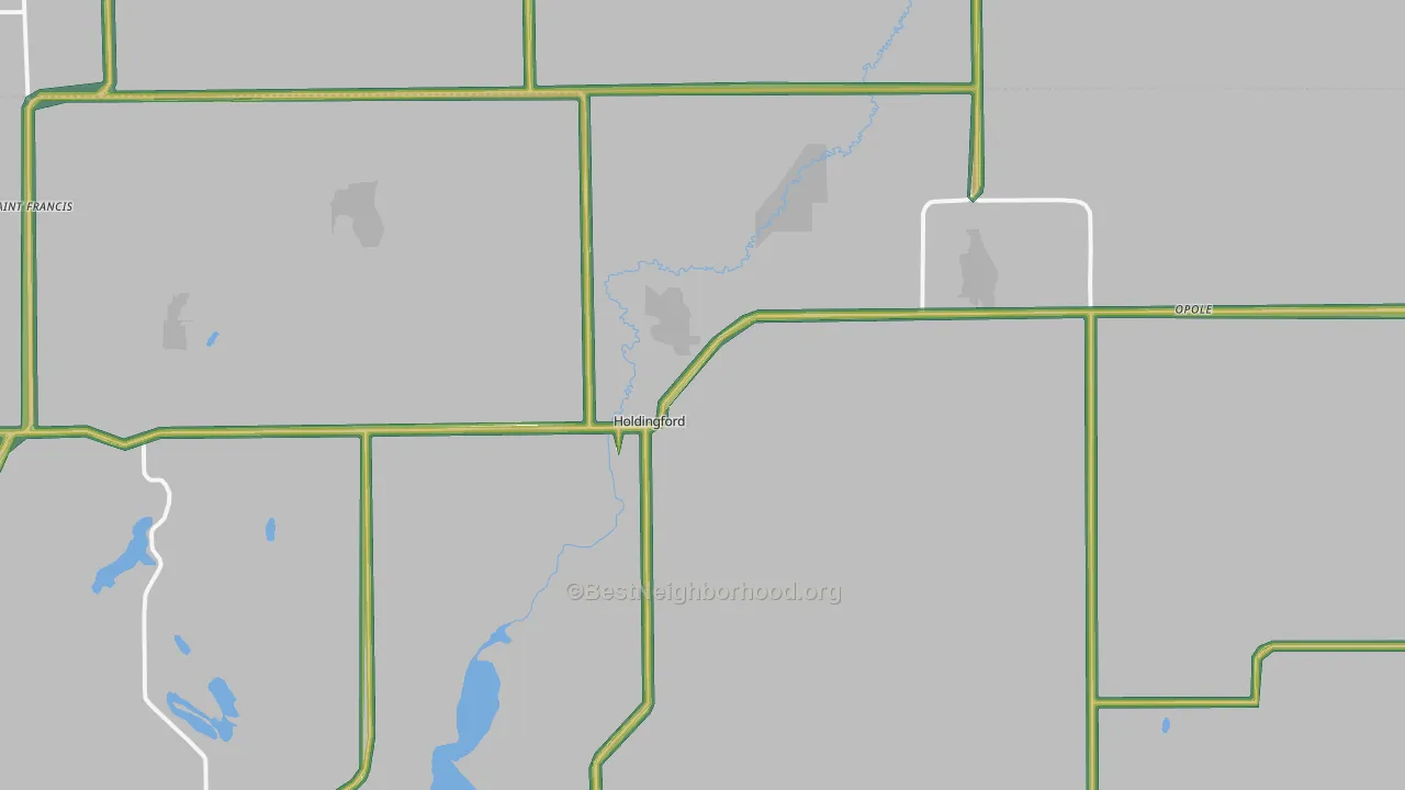 Holdingford, MN Map of Noise Levels in Holdingford