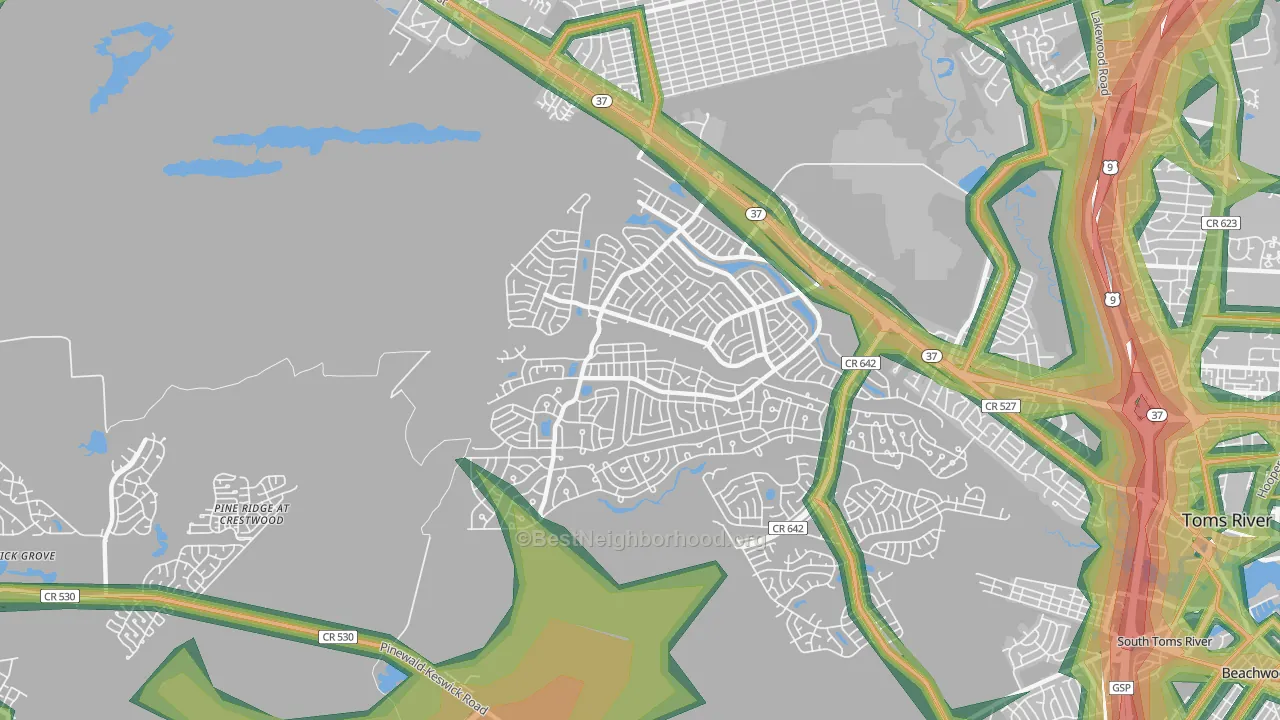 Holiday City-Berkeley, NJ Map of Noise Levels in Holiday City-Berkeley