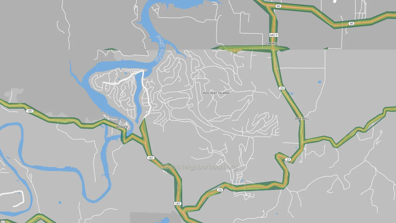 Holiday Island, AR Map of Noise Levels in Holiday Island