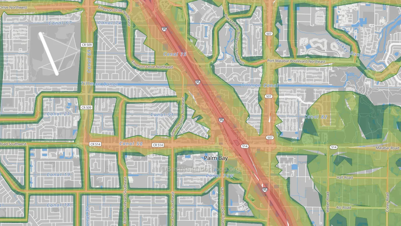 Holiday Park, Palm Bay, FL Map of Noise Levels in Holiday Park