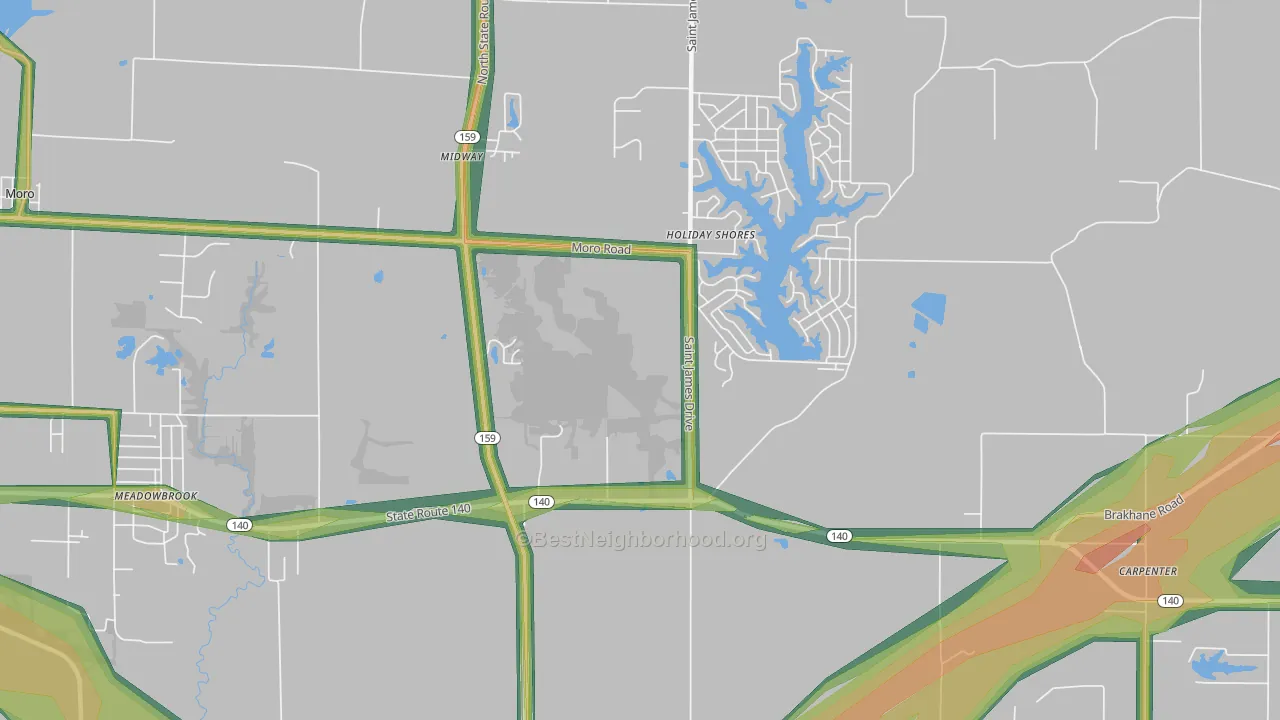 Holiday Shores, IL Map of Noise Levels in Holiday Shores