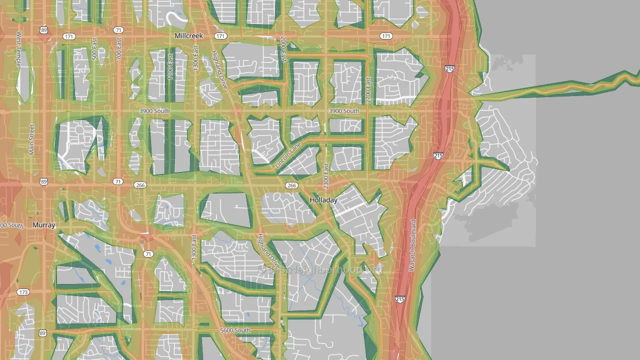 Holladay, UT Map of Noise Levels in Holladay