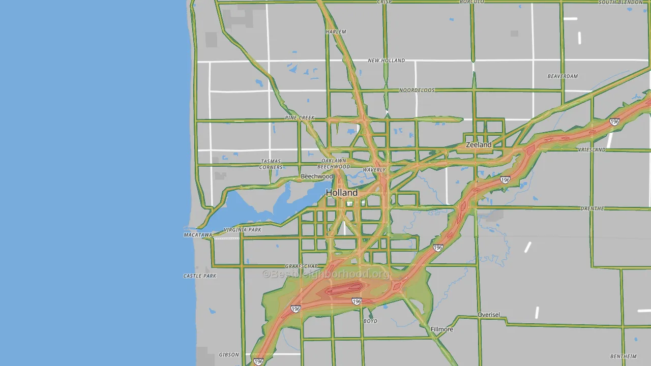 Holland, MI Map of Noise Levels in Holland