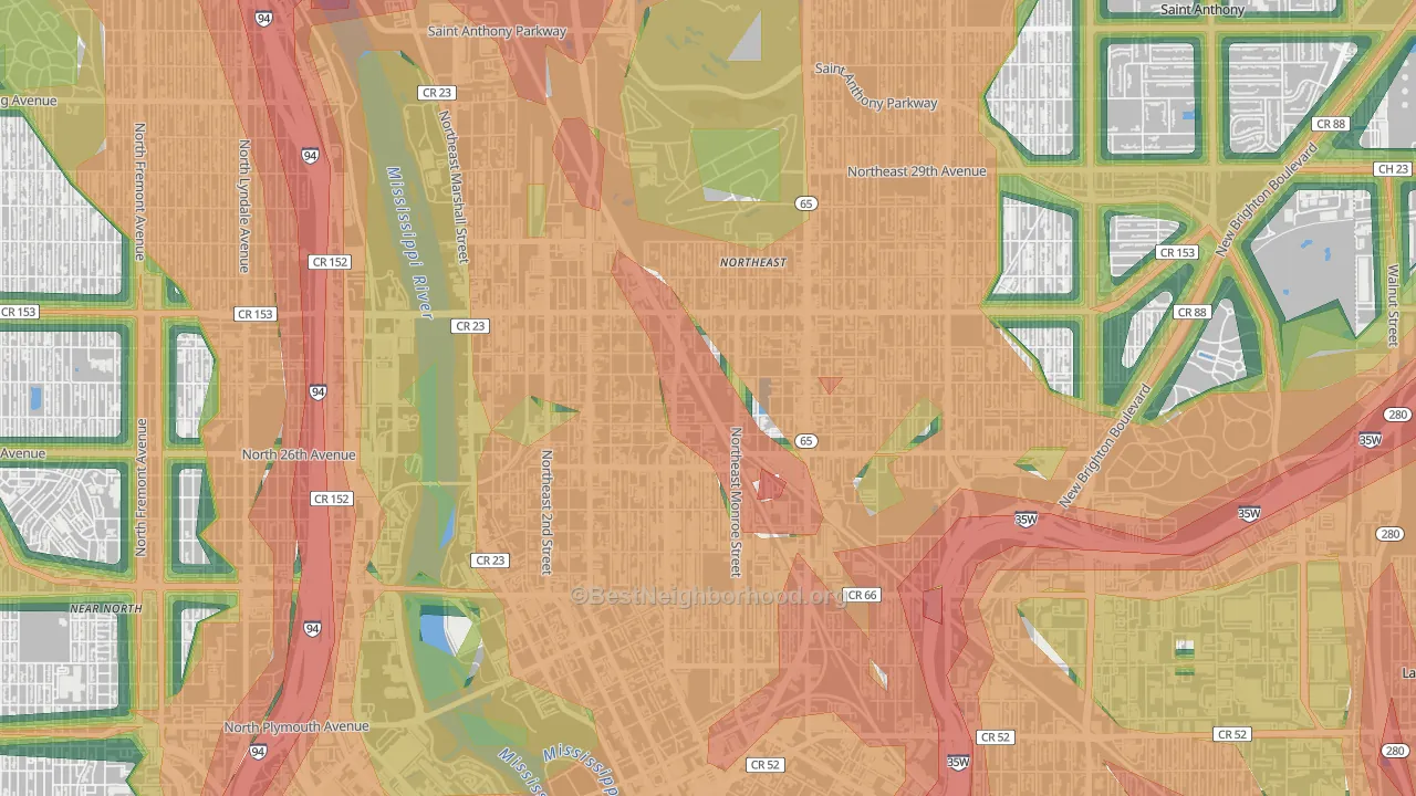 Holland, Minneapolis, MN Map of Noise Levels in Holland