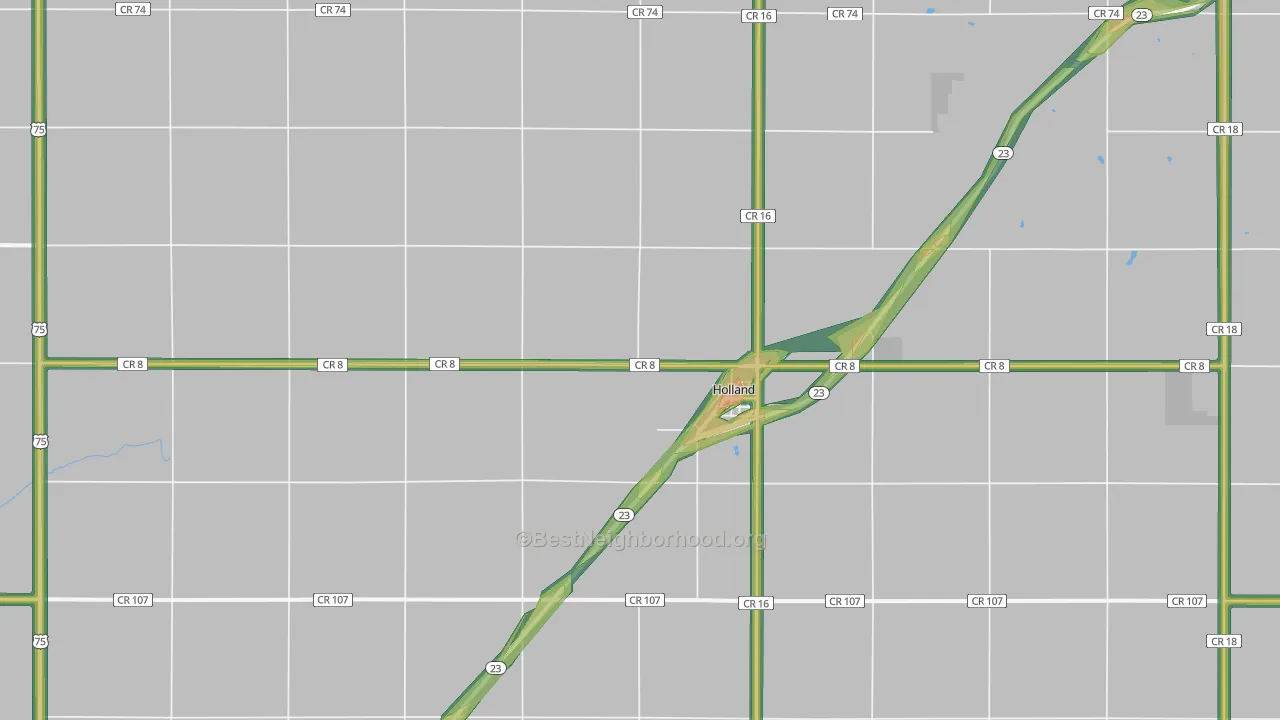 Holland, MN Map of Noise Levels in Holland