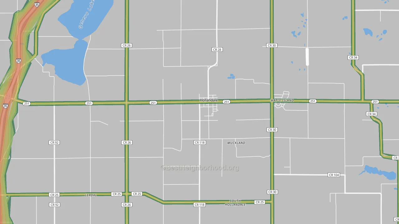 Hollandale, MN Map of Noise Levels in Hollandale