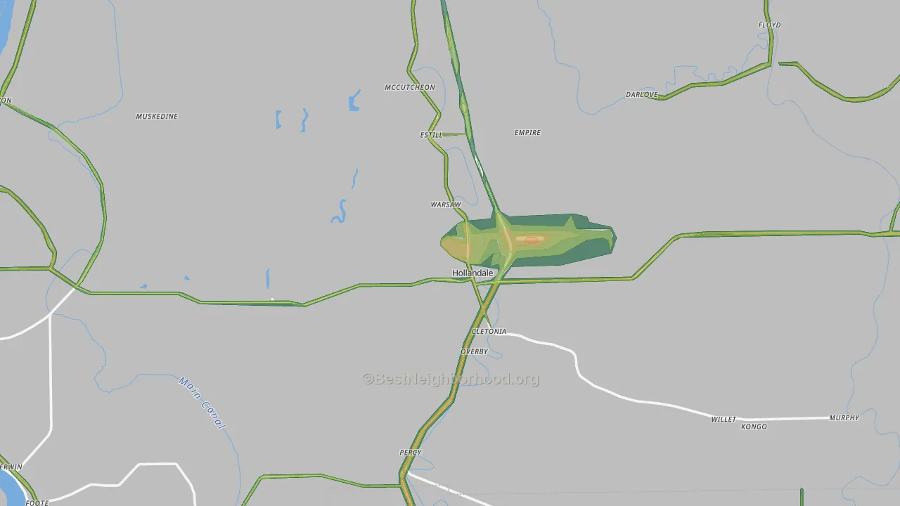 Hollandale, MS Map of Noise Levels in Hollandale