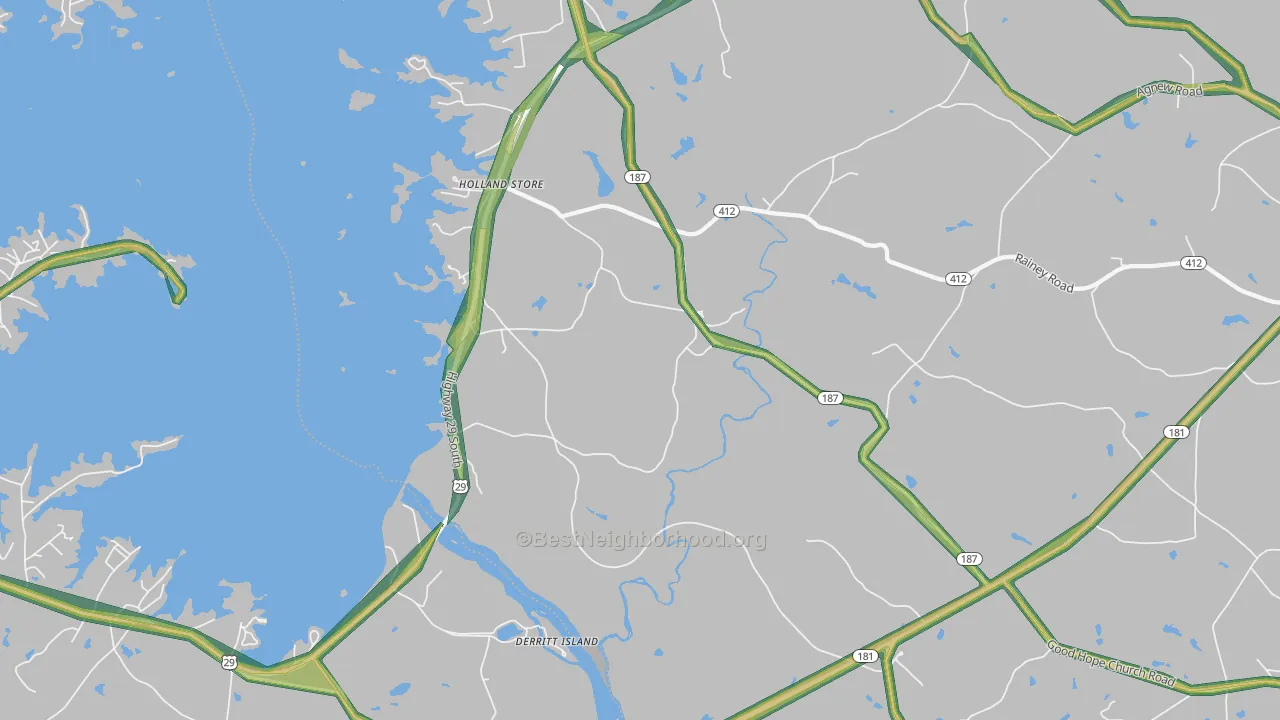 Hollands Store, SC Map of Noise Levels in Hollands Store