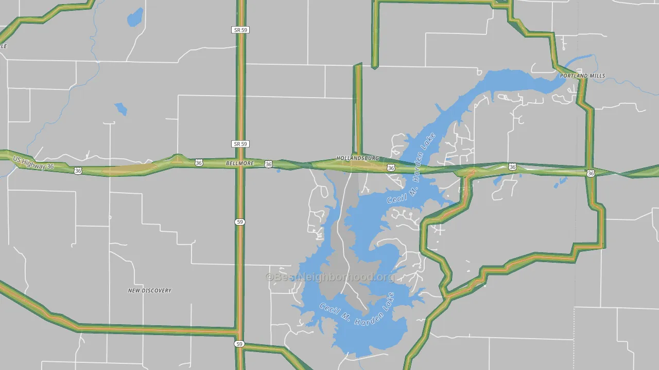 Hollandsburg, IN Map of Noise Levels in Hollandsburg