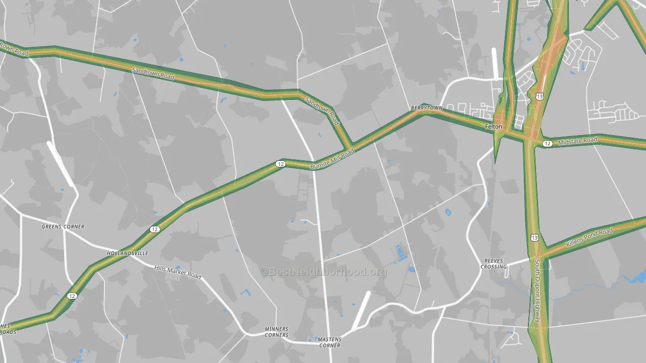 Hollandsville, DE Map of Noise Levels in Hollandsville