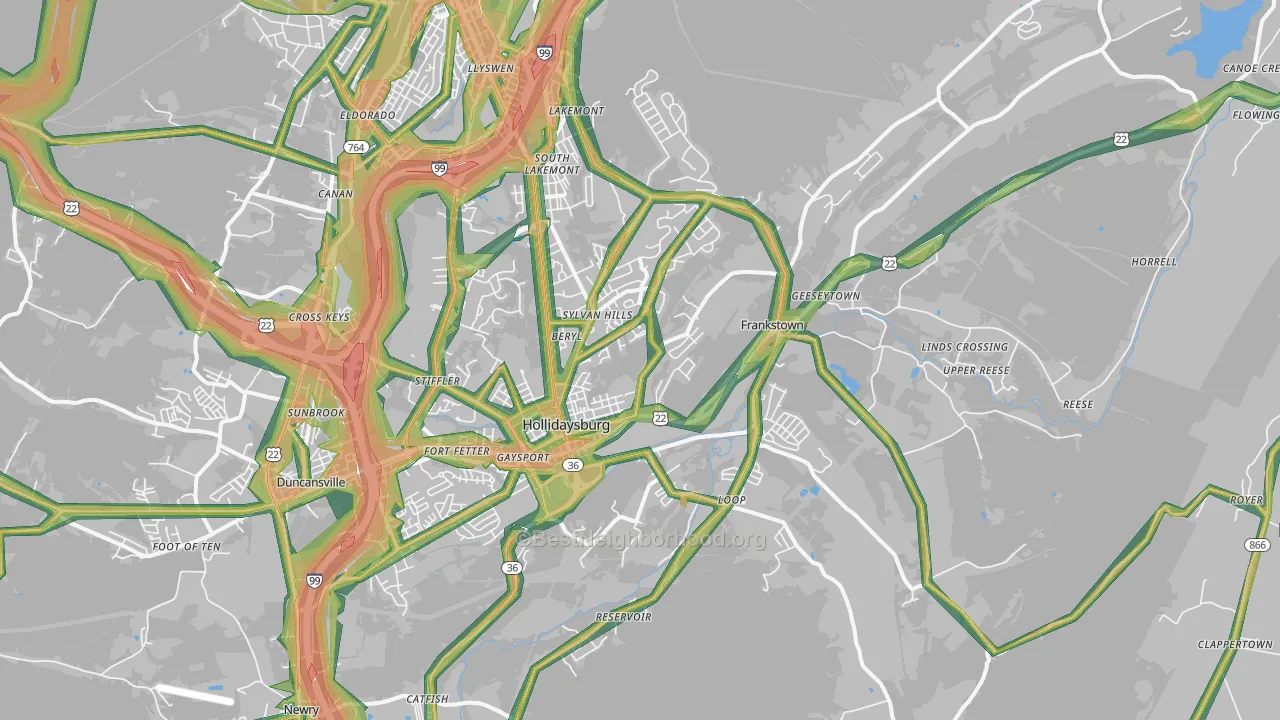 Hollidaysburg, PA Map of Noise Levels in Hollidaysburg