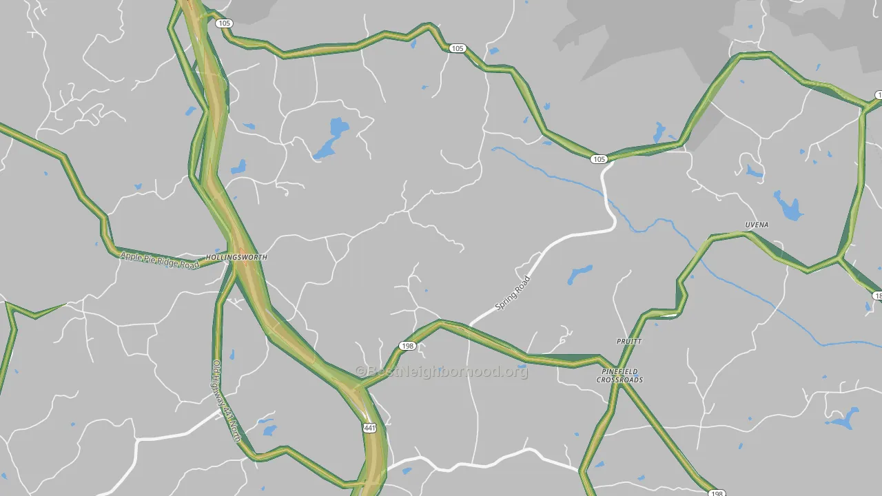 Hollingsworth, GA Map of Noise Levels in Hollingsworth