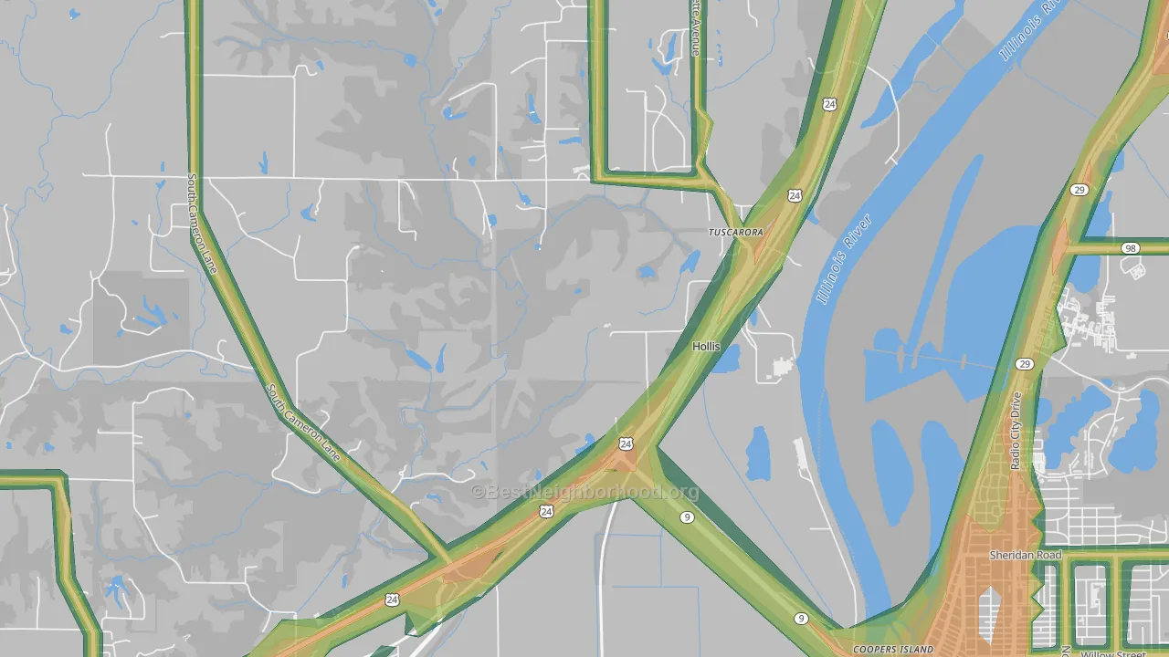 Hollis, IL Map of Noise Levels in Hollis