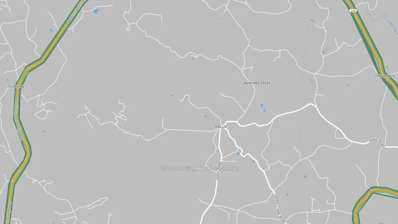 Hollis, NC Map of Noise Levels in Hollis