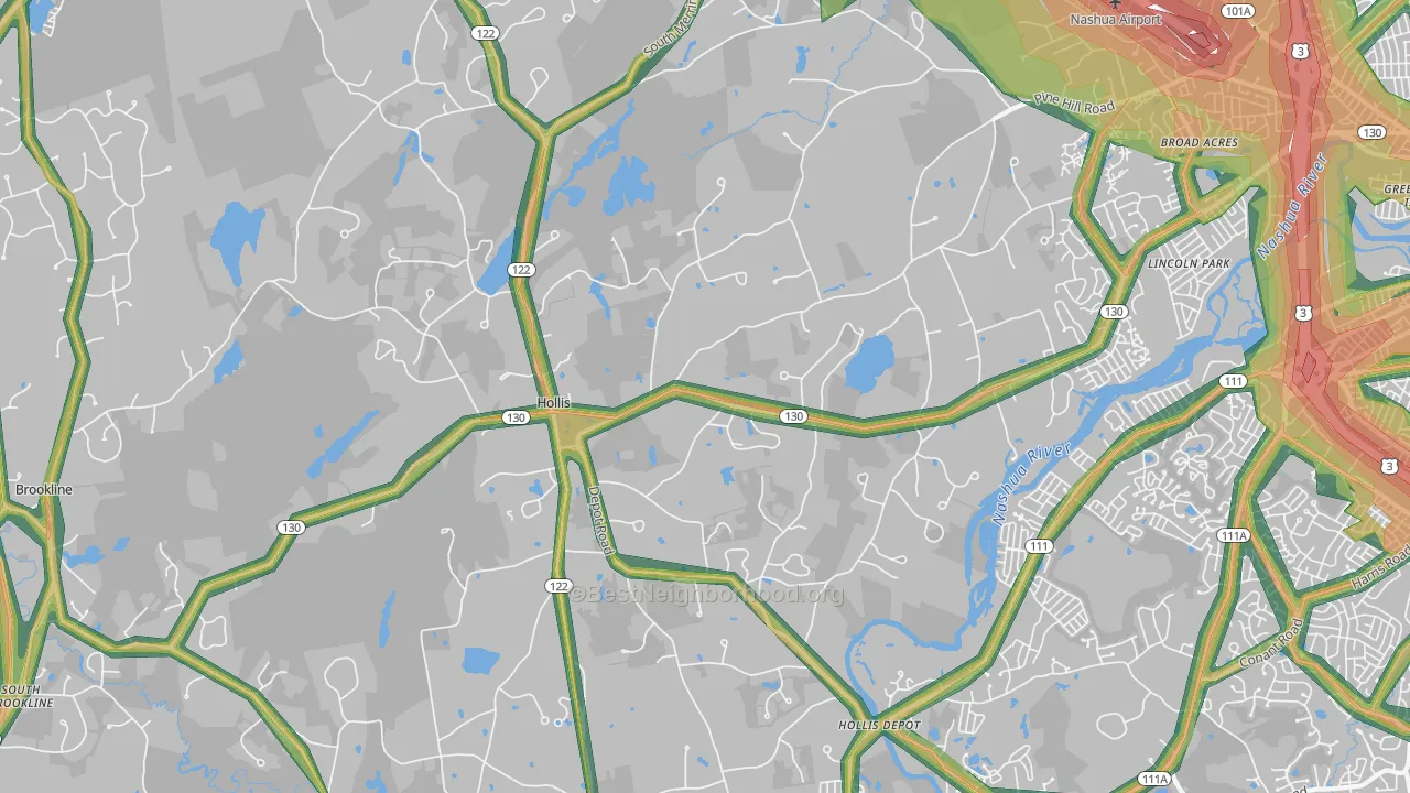 Hollis, NH Map of Noise Levels in Hollis
