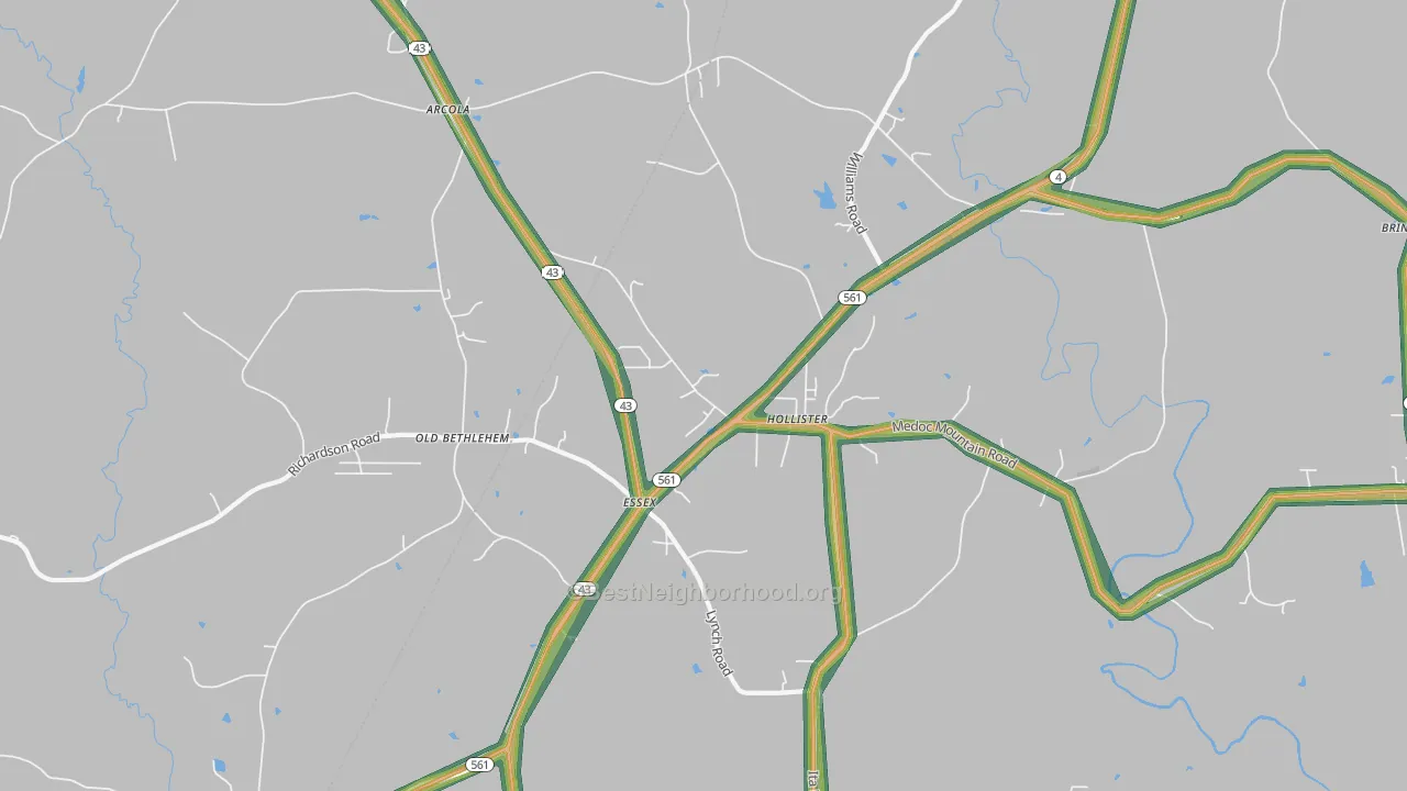 Hollister, NC Map of Noise Levels in Hollister