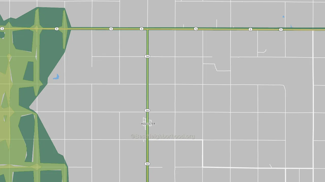 Hollister, OK Map of Noise Levels in Hollister