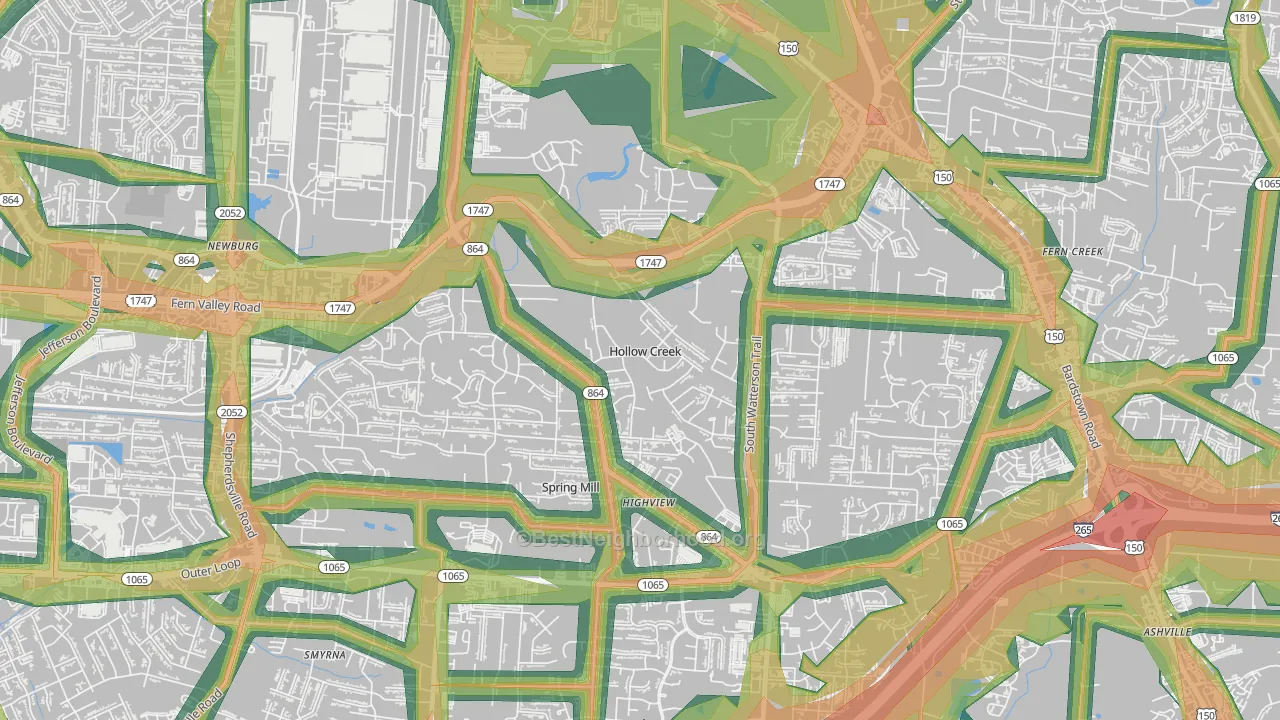 Hollow Creek, KY Map of Noise Levels in Hollow Creek