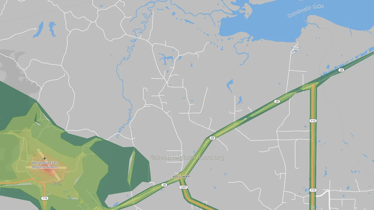 Holloway, LA Map of Noise Levels in Holloway
