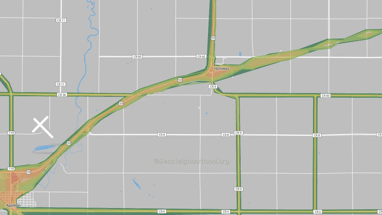 Holloway, MN Map of Noise Levels in Holloway