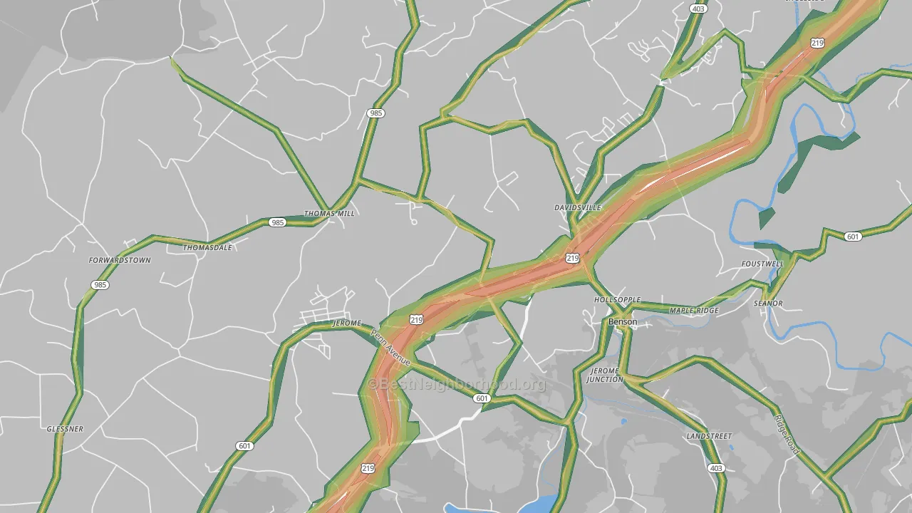 Hollsopple, PA Map of Noise Levels in Hollsopple