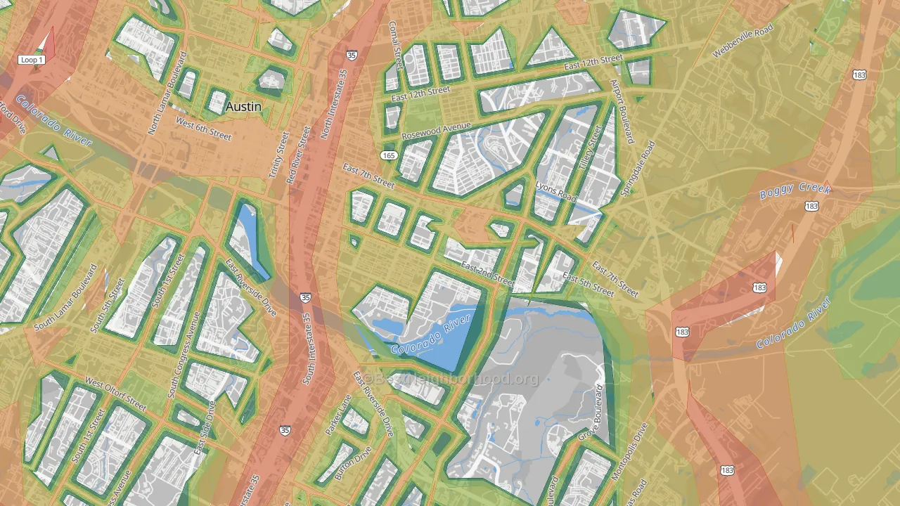 Holly, Austin, TX Map of Noise Levels in Holly