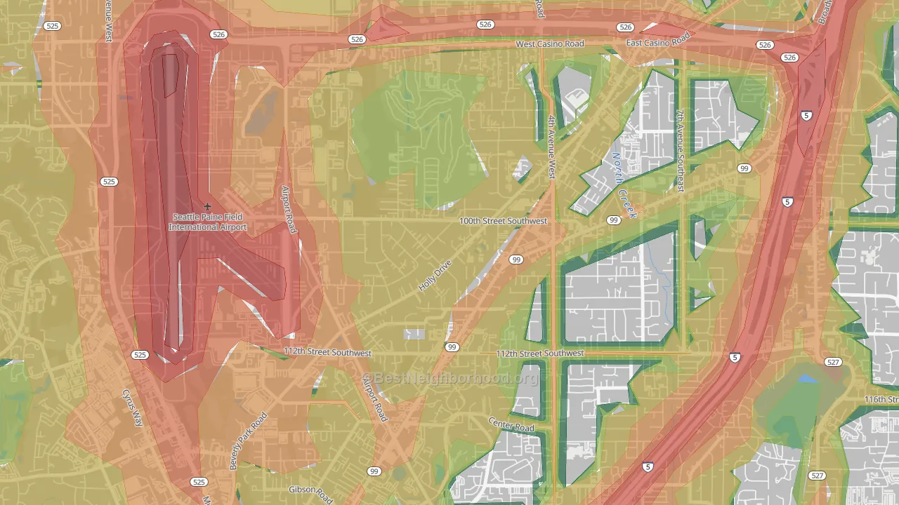 Holly, Everett, WA Map of Noise Levels in Holly