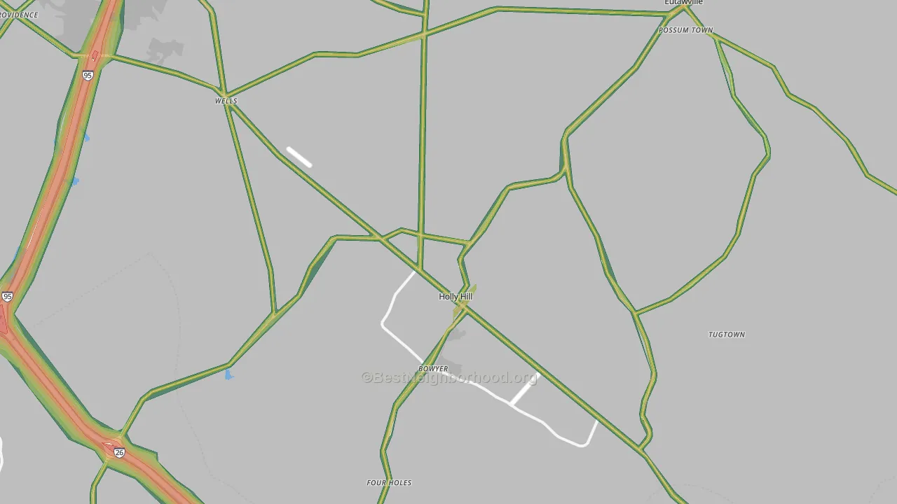 Holly Hill, SC Map of Noise Levels in Holly Hill