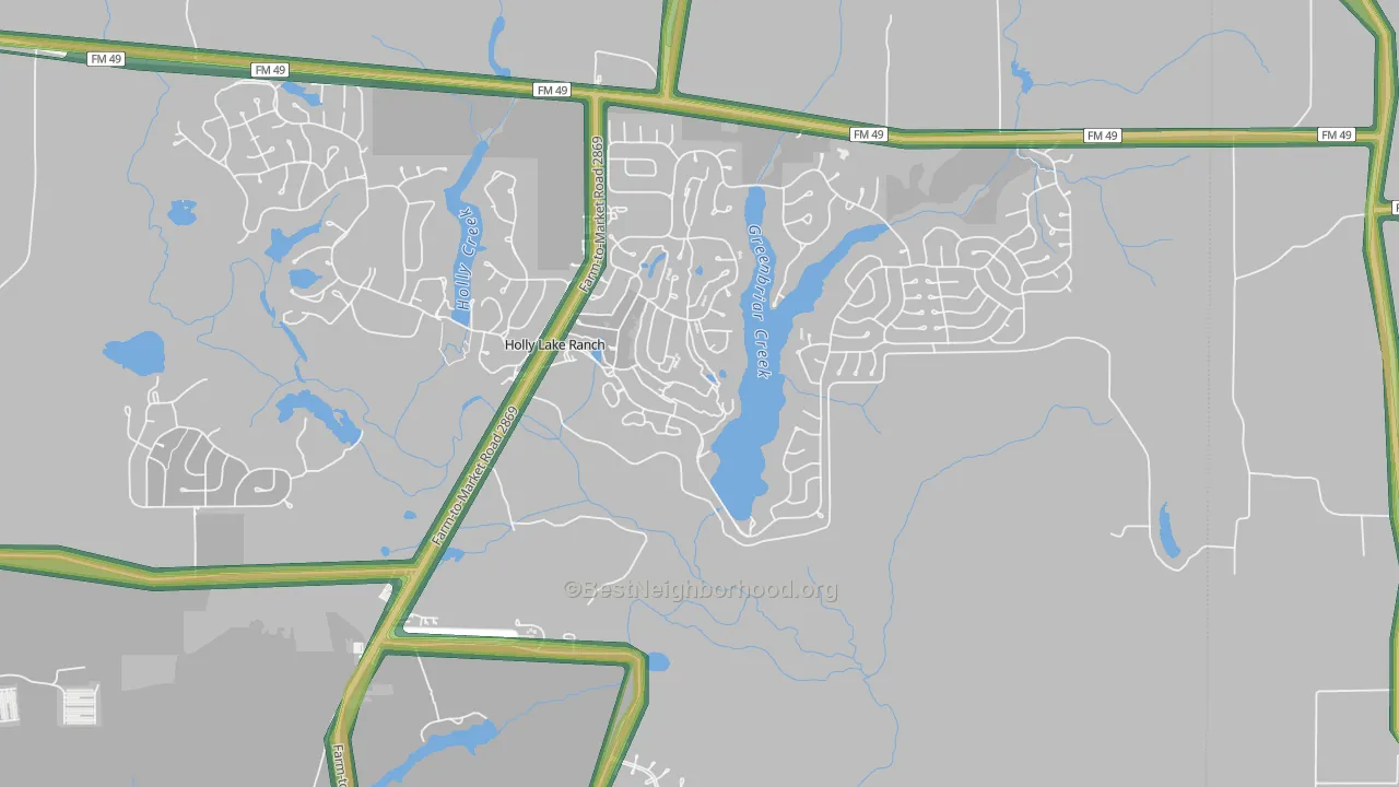 Holly Lake Ranch, TX Map of Noise Levels in Holly Lake Ranch