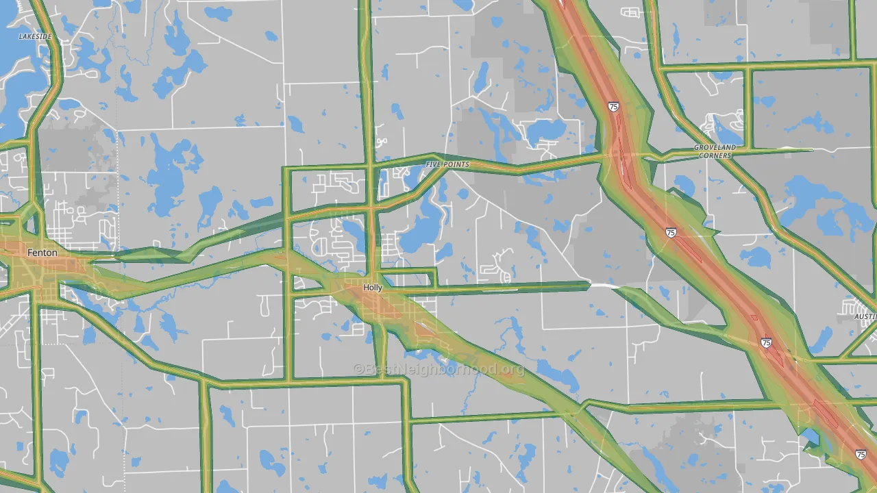 Holly, MI Map of Noise Levels in Holly