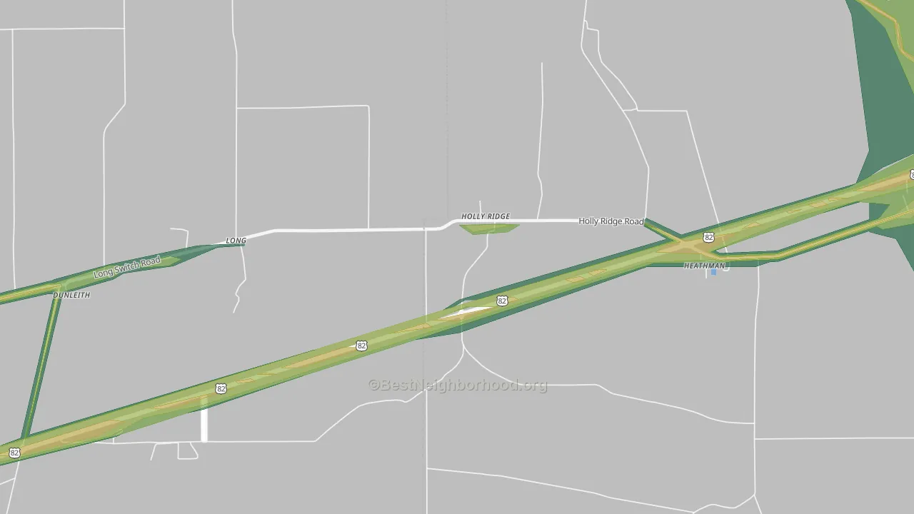 Holly Ridge, MS Map of Noise Levels in Holly Ridge